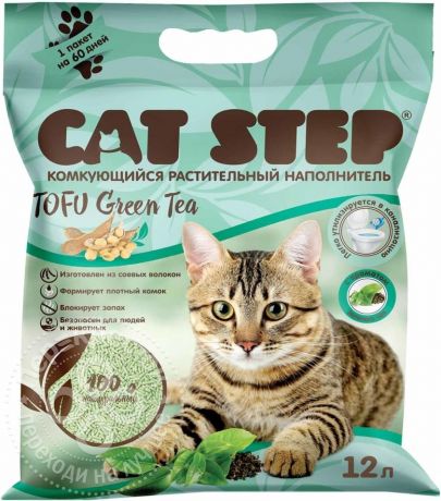 Наполнитель для кошачьего туалета Cat Step Tofu GreenTea 12л