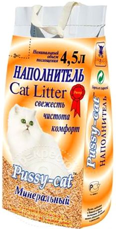 Наполнитель для кошачьего туалета Pussy-Cat Минеральный впитывающий 4.5л