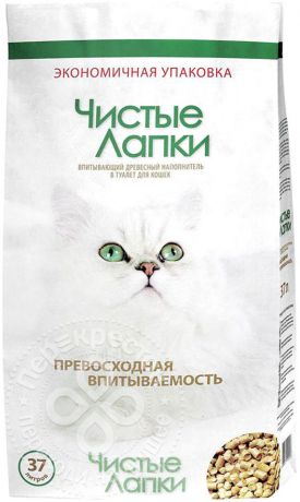 Наполнитель для кошачьего туалета Чистые лапки древесный 37л 13.5кг