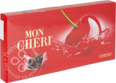 Конфеты Mon Cheri из темного шоколада с цельной вишней и ликером 157.5г