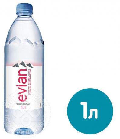 Вода Evian минеральная столовая негазированная 1л (упаковка 6 шт.)