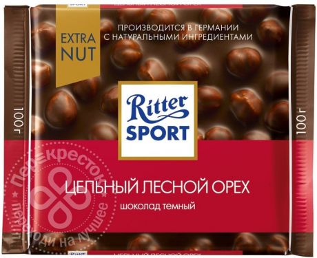 Шоколад Ritter Sport Темный Цельный лесной орех 100г (упаковка 6 шт.)
