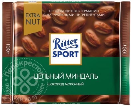 Шоколад Ritter Sport Молочный Цельный миндаль 100г (упаковка 6 шт.)