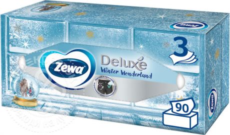 Салфетки бумажные Zewa Deluxe Дизайн косметические 3 слоя 90шт (упаковка 3 шт.)