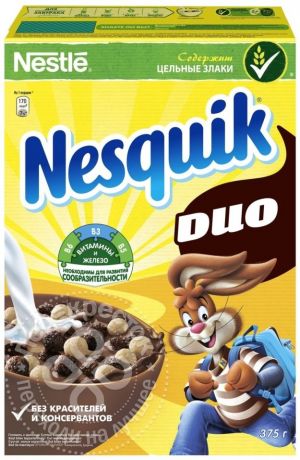 Готовый завтрак Nesquik DUO Шоколадный 375г (упаковка 6 шт.)