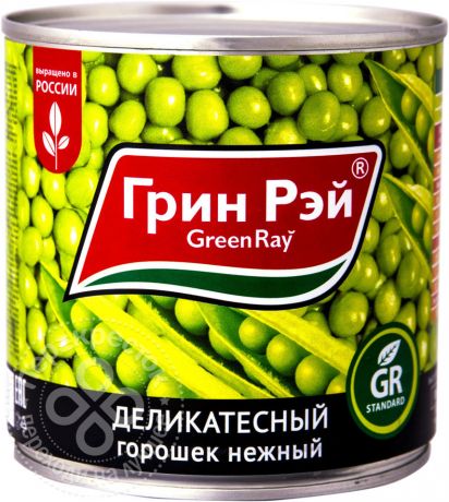 Горошек Green Ray зеленый деликатесный 425мл (упаковка 6 шт.)