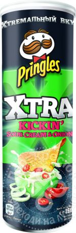 Чипсы Pringles Xtra со вкусом сметаны и лука 150г (упаковка 6 шт.)