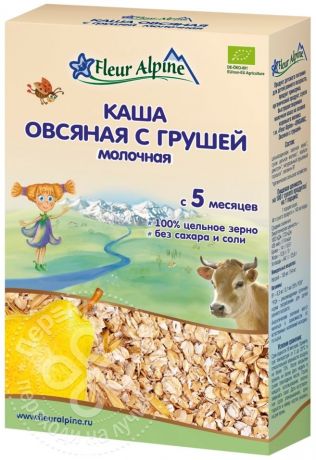Каша Fleur Alpine Молочная овсяная с грушей 200г (упаковка 6 шт.)