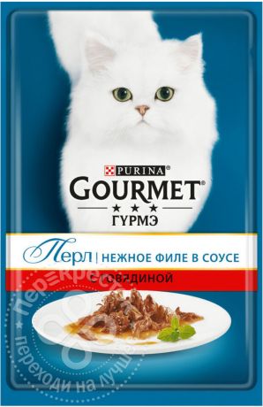 Корм для кошек Gourmet Perle Мини-филе с говядиной в подливе 85г (упаковка 24 шт.)