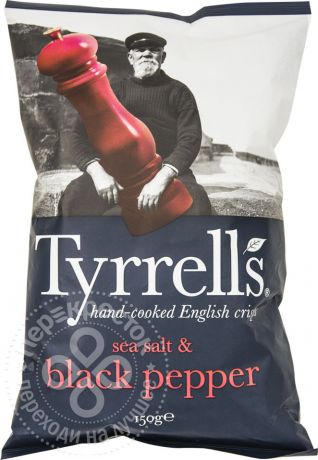 Чипсы Tyrrells с морской солью и черным перцем 150г (упаковка 12 шт.)