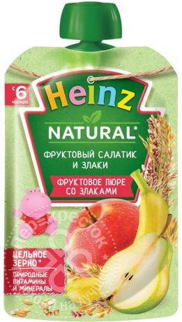 Пюре Heinz Фруктовый салатик и злаки 90г (упаковка 6 шт.)