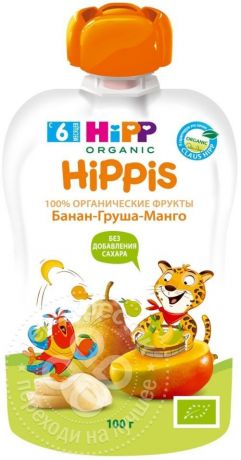 Пюре HiPP Hippis Банан-Груша-Манго 100г (упаковка 6 шт.)