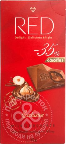 Шоколад Red Delight молочный с фундуком без глютена 110г (упаковка 6 шт.)