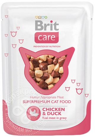 Корм для кошек Brit care Курица и утка 80г (упаковка 24 шт.)