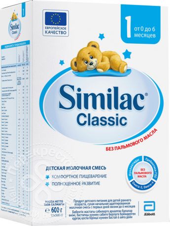 Смесь Similac Classic 1 молочная 600г (упаковка 3 шт.)