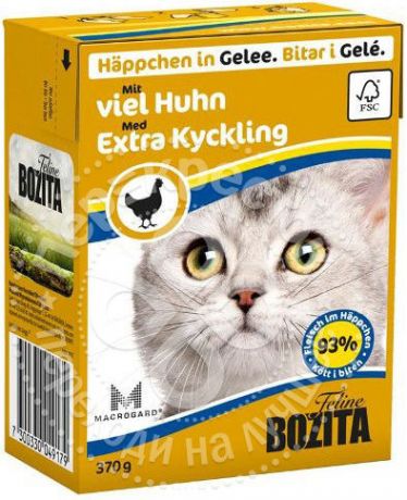 Корм для кошек Bozita Кусочки в желе с рубленой курицей 370г (упаковка 6 шт.)