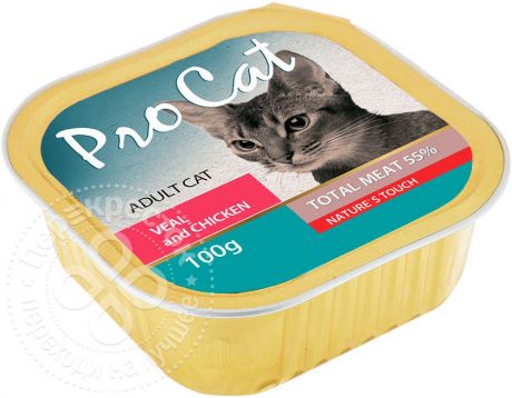 Корм для кошек Pro Cat Телятина и курица 100г (упаковка 12 шт.)