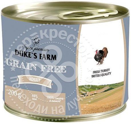 Корм для собак Dukes Farm Grain free Индейка клюква шпинат 200г (упаковка 6 шт.)