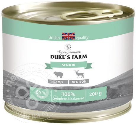 Корм для собак Dukes Farm Ягненок и оленина 200г (упаковка 6 шт.)