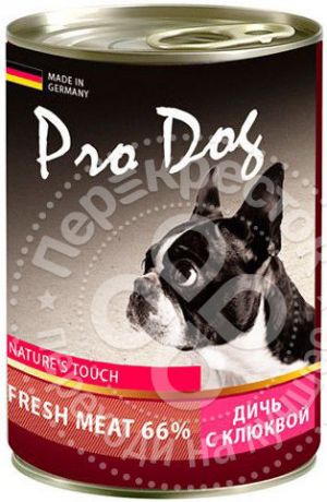 Корм для собак Pro Dog Дичь клюква 400г (упаковка 6 шт.)
