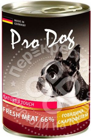 Корм для собак Pro Dog Говядина картофель 400г (упаковка 6 шт.)