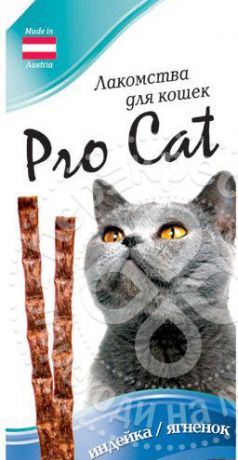 Лакомство для кошек Pro Cat Лакомые палочки Индейка ягненок 13.5см 15г (упаковка 6 шт.)