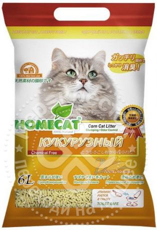 Наполнитель для кошачьего туалета Homecat Эколайн Кукурузный комкующийся 6л (упаковка 2 шт.)