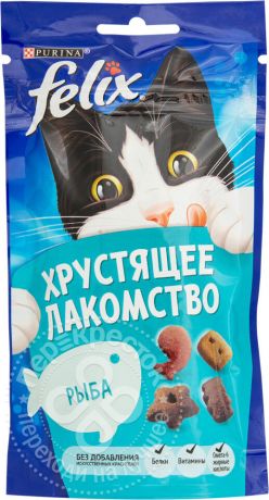 Хрустящее лакомство для кошек Felix с рыбой 60г (упаковка 6 шт.)