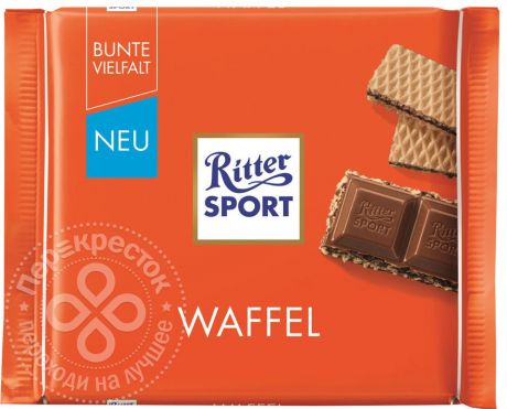 Шоколад Ritter Sport Молочный с начинкой какао и вафли 100г (упаковка 6 шт.)