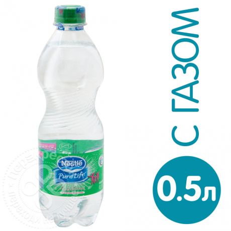 Вода Nestle Pure Life артезианская питьевая газированная 500мл (упаковка 12 шт.)