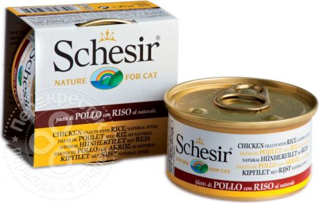 Корм для кошек Schesir c Цыпленком и рисом 85г (упаковка 12 шт.)