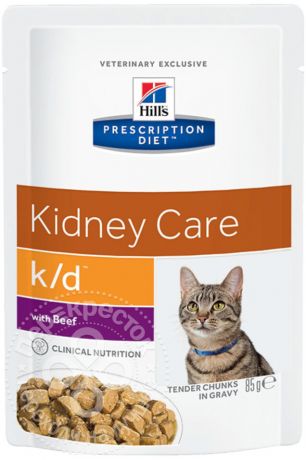 Корм для кошек Hills Prescription Diet при проблемах с почками с говядиной 85г (упаковка 12 шт.)