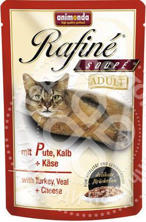 Корм для кошек Animonda Rafine Soupe Индейка телятина и сыр 100г (упаковка 24 шт.)