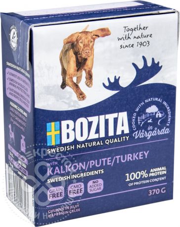 Корм для собак Bozita Turkey кусочки в желе с индейкой 370г (упаковка 6 шт.)