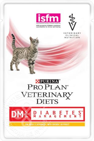 Корм для кошек Pro Plan Veterinary Diets DM при диабете Курица 85г (упаковка 10 шт.)