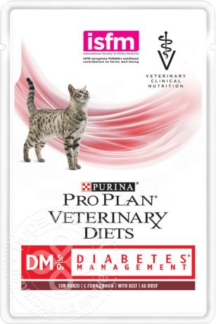 Корм для кошек Pro Plan Veterinary Diets DM при диабете Говядина 85г (упаковка 10 шт.)
