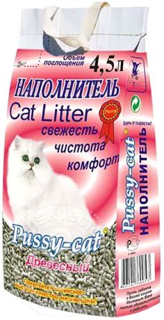Наполнитель для кошачьего туалета Pussy-Cat древесный 4.5л (упаковка 2 шт.)