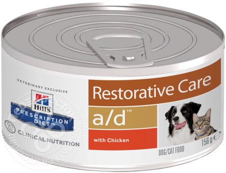 Корм для собак и кошек Hills Prescription Diet A/D Restorative Care Canine/feline canned с курицей 156г (упаковка 6 шт.)