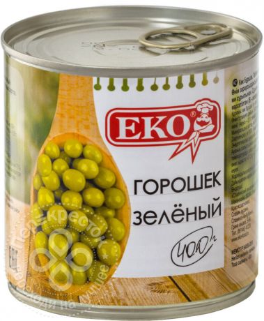 Горошек Eko зеленый 400г (упаковка 6 шт.)