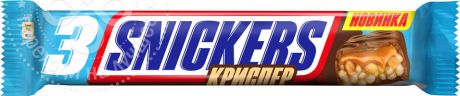 Шоколадный батончик Snickers Криспер 3шт*20г (упаковка 6 шт.)