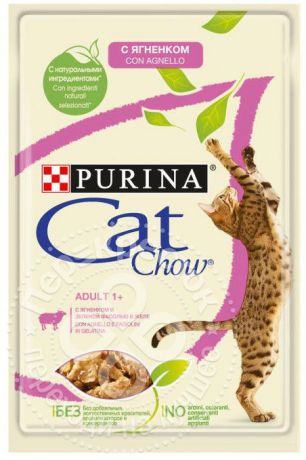 Корм для кошек Cat Chow с ягненком и зеленой фасолью в желе 85г (упаковка 24 шт.)