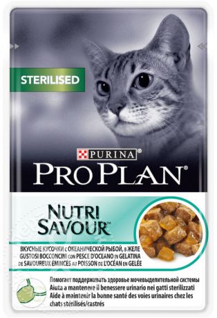 Корм для кошек Pro Plan Nutri Savour Sterilised с океанической рыбой в желе 85г (упаковка 24 шт.)