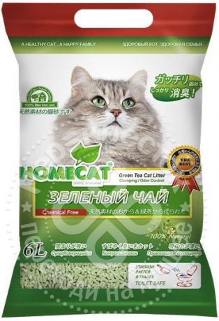 Наполнитель для кошачьего туалета Homecat Эколайн Зеленый чай комкующийся 6л (упаковка 2 шт.)