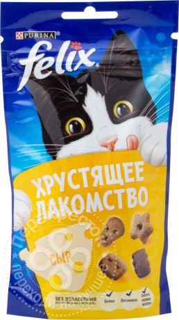 Хрустящее лакомство для кошек Felix с сыром 60г (упаковка 6 шт.)