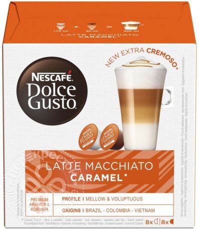 Кофе в капсулах Nescafe Dolce Gusto Latte Macchiato со вкусом карамели 16шт