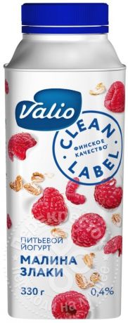 Йогурт питьевой Valio с малиной и злаками 0.4% 330мл