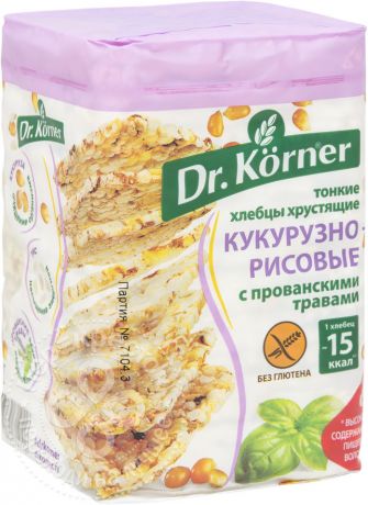 Хлебцы Dr.Korner Кукурузно-рисовые с прованскими травами без глютена 100г