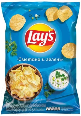 Чипсы Lays Сметана и Зелень 150г