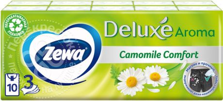 Носовые платки Zewa Deluxe Ромашка 3 слоя 10*10шт