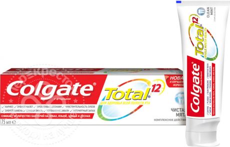 Зубная паста Colgate Total 12 Чистая Мята комплексная антибактериальная 75мл